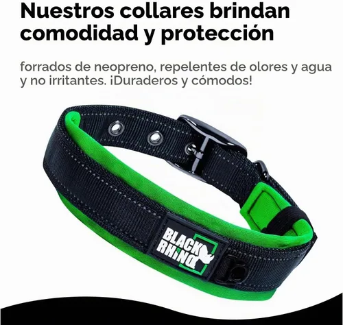Vista 4 de Black Rhino - The Comfort Collar - Collar de perro acolchado de neopreno ultra suave para todas las razas. Resistente, ajustable, reflectante
