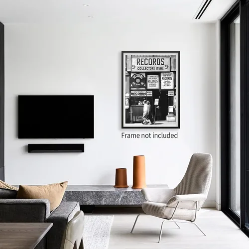 Vista 7 de VERENIX Arte de pared de fotografía en blanco y negro de moda, póster vintage de tienda de discos de preppy, arte musical retro de moda, arte