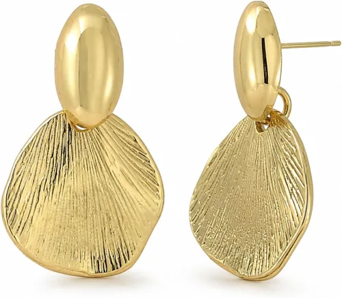 Vista 22 de Aretes chapados en oro de 14 quilates para mujer, joyería gruesa Corazón de oro de 14 quilates