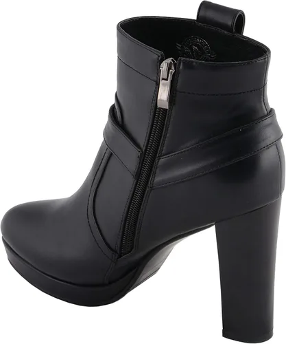 Vista 6 de Milwaukee Leather MBL9432 - Botines negros con arnés para mujer con tacón de bloque