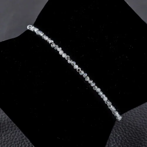 Vista 10 de Natural Gemstone Micro Round Beads Dainty Choker Bangle Bracelet, Handmade Jewelry for Women, Healing Chakra Crystals Silver Plated Chain 8 inch