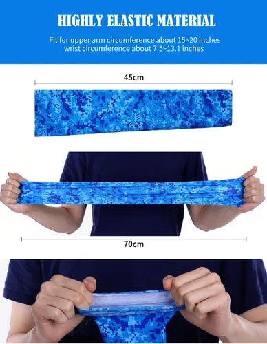 Vista 3 de Boao 10 pares de mangas de protección solar UV para brazos, refrescantes, antideslizantes, para tatuajes, con agujeros para el pulgar, para hombres