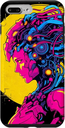 Vista 12 de Funda estilo anime futurista Cyberpunk para iPhone 16 Robot Woman