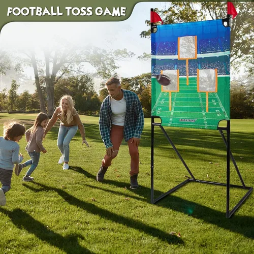 Vista 5 de GOODLYSPORTS Juego de lanzamiento de fútbol americano con 4 pelotas inflables + diana de lanzamiento de 66" - práctica de diana de fútbol americano