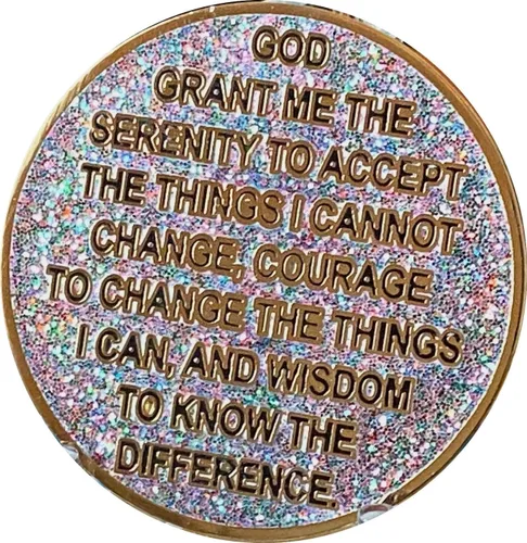 Vista 4 de 12 años AA Medallion Reflex Cumpleaños Funfetti Plata Glitter Gold Plated Color Chip