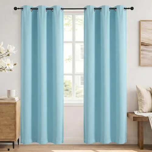 Vista 62 de Simplebrand Cortinas blancas puras de 96 pulgadas de largo para oscurecer la habitación, juego de 2 paneles para dormitorio/sala de estar, bloqueo