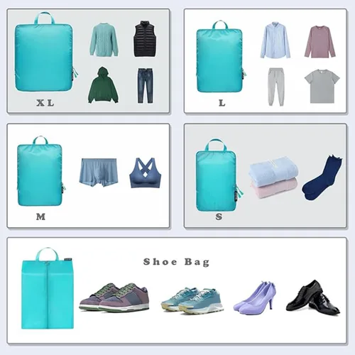 Vista 5 de BAGAIL 4 Set/6 Set Ultraligero Compresión Embalaje Cubos Organizador de Embalaje para Accesorios de Viaje Equipaje Maleta Mochila