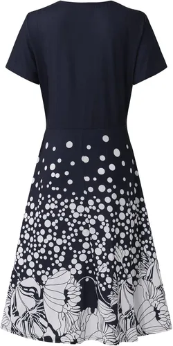 Vista 6 de ZEFOTIM Vestidos de verano para mujer 2023 de manga cortasin mangas, floral, cuello en V, vestido midi casual, a la moda, vestidos fluidos