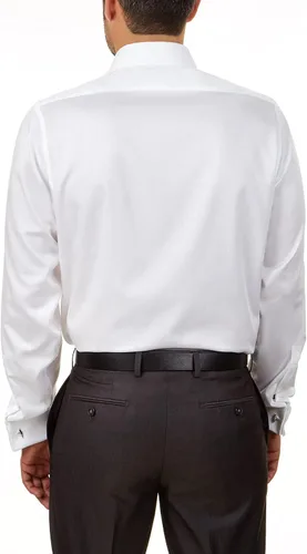 Vista 2 de Calvin Klein Camisa de vestir para hombre, ajuste delgado, sin planchar, espiga francesa