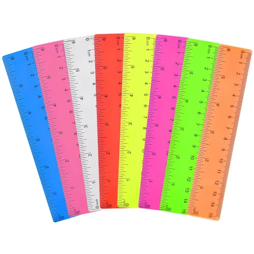 Vista 8 de Unjoo Regla recta de plástico transparente de 12 pulgadas, colores surtidos 12in/8 piezas