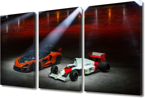 Vista 52 de Arte de pared de auto deportivo rojo para sala de estar, arte de pared de lienzo de súper auto genial, imágenes pósters, 3 piezas, arte moderno