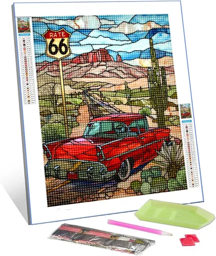 Vista 9 de Pintura de diamantes para plantas suculentas tropicales para adultos, arte de cristal de taladro completo 5D del desierto de Arizona, Estados