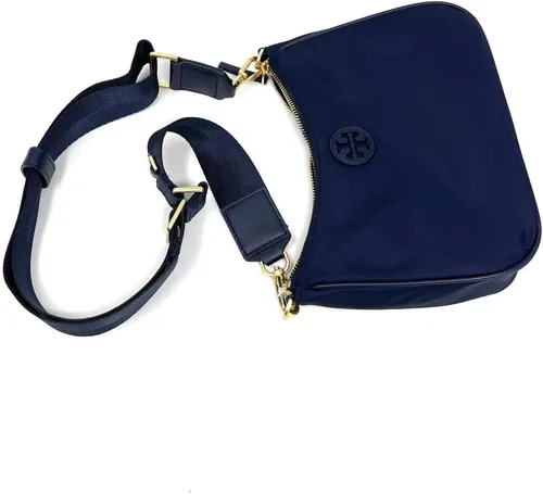 Vista 6 de Tory Burch Bolso tipo hobo de nailon para mujer, Azul Marino, M