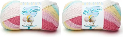 Vista 12 de Lion Brand Yarn, Hilo para Bebé Ice Cream para tejer, ganchillo y manualidades, Baseball Nut, 1 paquete, fibra acrílica colorida de peso DK