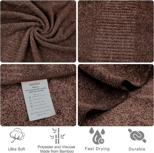 Vista 3 de SEISSO Toallas de baño, extra absorbentes y de secado rápido, toallas de fibra ligera, toalla de baño grande y suave de primera calidad
