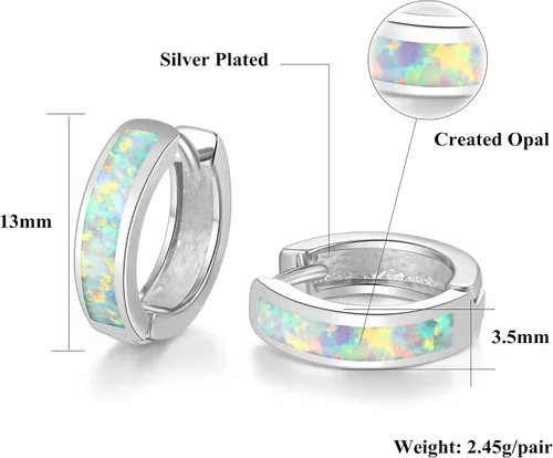 Vista 246 de CiNily Aretes Huggie de ópalo con bisagras, chapados en oro, hipoalergénicos, pequeños aretes de aro para mujeres, adolescentes, niñas, hombres