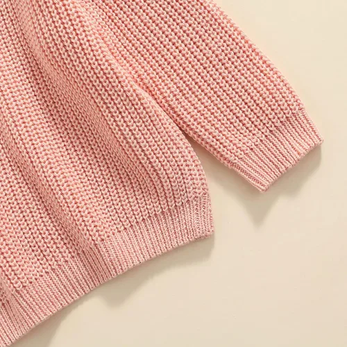 Vista 6 de Karwuiio Suéter de punto para bebé, niña, niño, cuello redondo, manga larga, sudadera para otoño e invierno