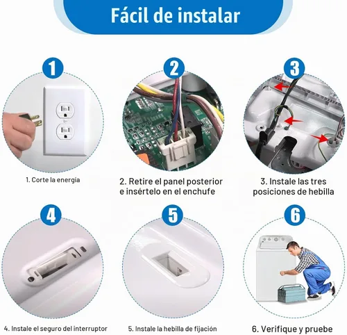 Vista 6 de WH08X32657 Interruptor de tapa de lavadora con arnés de cable para lavadoras GE, piezas de repuesto compatibles con la mayoría de interruptores