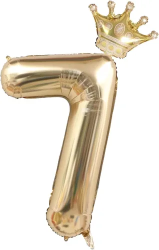 Vista 10 de Globos de oro blanco de 40 pulgadas con corona, decoraciones de fiesta de primer cumpleaños. (1)