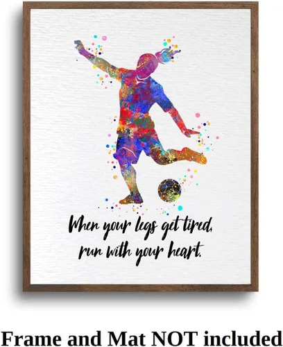 Vista 7 de Dignovel Studios Póster de impresión artística de acuarela con cita inspiradora de 8 x 10 pulgadas sin marco, decoración de pared de fútbol femenino