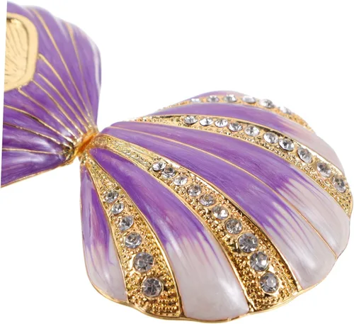 Vista 6 de LIFKOME Joyero para mujer, bandeja para anillos, cajas de joyería para mujer, decoración del océano, plato de baratija, caja de joyería morada, caja