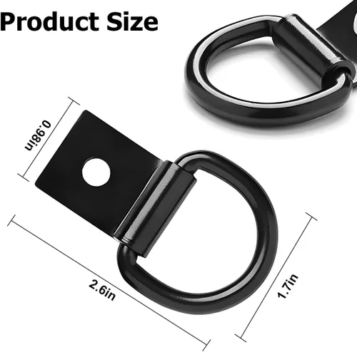 Vista 2 de Anclajes de amarre de anillo en D para automóvil, 6 ganchos de soporte de anillo en D resistentes para vehículos con tornillos, anillo de amarre