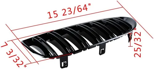 Vista 3 de Corp - Parrilla delantera negra brillante para riñón deportiva compatible con BMW E63 E64 650i 650Ci 645Ci M6 2DR 2004-2010 (doble línea)