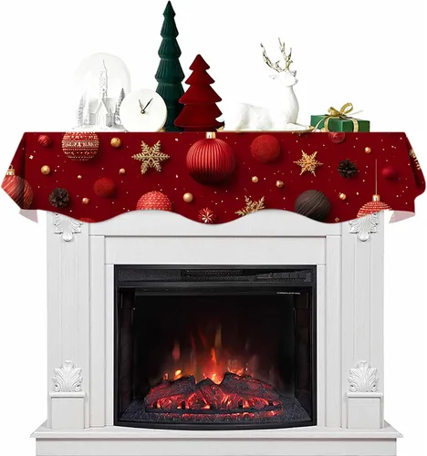 Vista 14 de NYZE Bufanda para Repisa de Chimenea Navideña 60 x 17 Pulgadas Cubierta Decorativa para Repisa de Chimenea de Navidad Camino de Mesa para Repisa