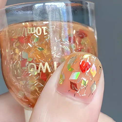 Vista 11 de Esmalte de uñas a base de agua Aurora verde brillante, esmalte de uñas con efecto cromado iridiscente, esmalte de uñas no tóxico para mujeres