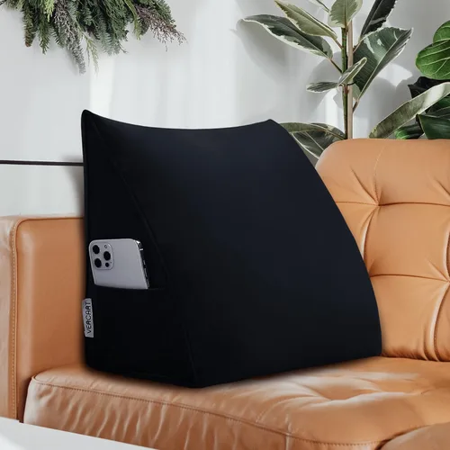 Vista 5 de VERCART Almohada triangular de cuña para cama con respaldo y respaldo para lectura lumbar y sentarse, almohadas decorativas para sofá con funda