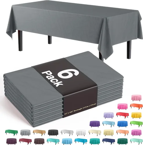 Vista 14 de Party Solids Paquete de 6 manteles de plástico prémium de 54 pulgadas x 108 pulgadas. Cubierta de mesa rectangular de plástico - Aqua