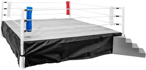 Vista 2 de Juego de 4 almohadillas de esquina de anillo de lucha para figuras de acción de lucha: rojo, blanco y azul