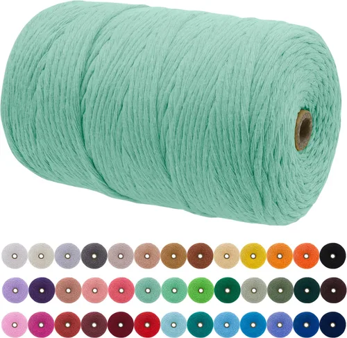Vista 87 de JeogYong Cordón de macramé de un solo hilo 3 mm x 109 yardas (328 pies) Cuerda de algodón suave Hilo de macramé de 3 mm, suministros de macramé