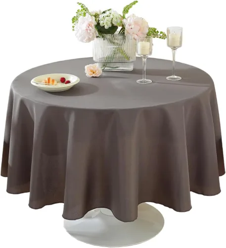 Vista 34 de Paquete de 2 Manteles Redondos de 120 Pulgadas de Carbón, Mantel de Poliéster Lavable para Uso en el Hogar, Fiestas, Bodas o Restaurantes. Gris