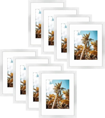 Vista 85 de Frametory, Marco de fotos de 11 x 14 pulgadas con paspartú para fotos de 8 x 10 pulgadas, moldeado ancho de vidrio de alta definición, accesorios