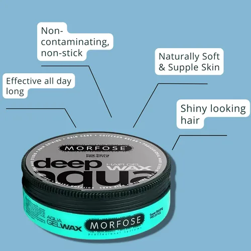 Vista 4 de Morfose Deep Aqua - Cera de gel para el cabello con 5 sujeciones flexibles brillantes y fuertes, gestiona los vuelos, trenzas y rizos, peinado