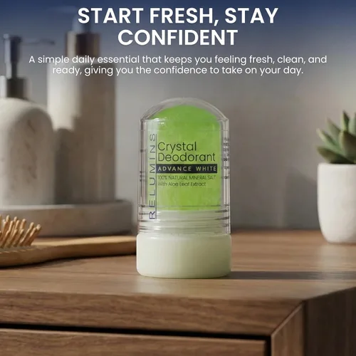 Vista 7 de Relumins Desodorante de cristal de aloe vera, sal mineral totalmente natural, no mancha, no irritante, sin aluminio, desodorante hidratante