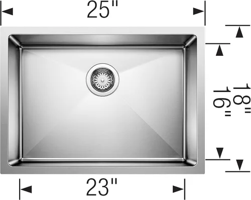 Vista 4 de BLANCO 524752 CUVEE - Fregadero de cocina empotrado de 25 pulgadas, acero inoxidable