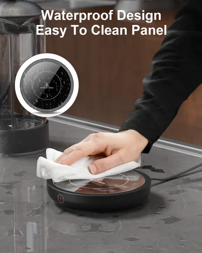 Vista 7 de SWEETFULL Calentador de taza de café, calentador eléctrico de taza de café de 36 W para escritorio con 3 ajustes de temperatura, calentadores