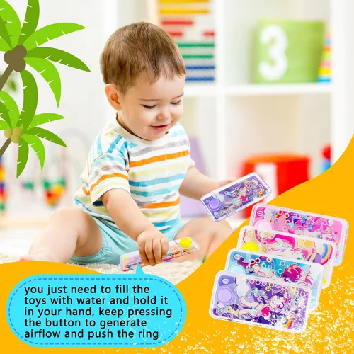 Vista 6 de 8 piezas de mano juegos de agua de mano anillo de lanzamiento de agua juego de anillo de agua de mano juguete para niños regalos de fiesta novedad