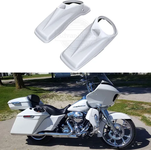 Vista 57 de Tapas para bocinas de motocicleta aptas para 2014+ Harley Touring Hard Saddle Bags - Whisky ámbar, 8 pulgadas Amber Whiskey