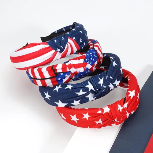 Vista 5 de Diademas con la bandera estadounidense para mujeres y niñas, Día de la Independencia, 4 de julio, diademas patrióticas de Estados Unidos