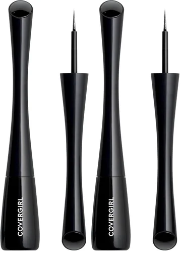 Vista 3 de COVERGIRL Get In Line - Delineador de ojos líquido, cristal negro, de larga duración, 0.08 onzas, punta fina, mango de agarre de contorno