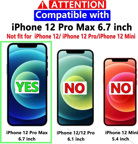 Vista 2 de Funda para iPhone 12 Pro Max, con protector de pantalla, [probada contra caídas de grado militar], resistente, resistente, a prueba de golpes