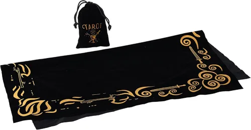 Vista 34 de BLESSUME Wicca - Mantel de tarot con bolsa de tarot, cuadrado, terciopelo de adivinación, color negro, 24.4 x 24.4 pulgadas