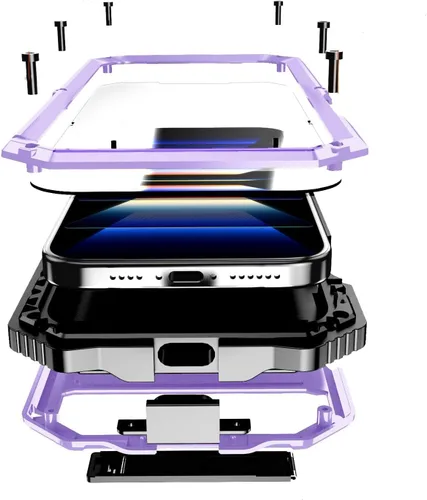 Vista 25 de Lunivop Compatible con iPhone 15 Pro Max Funda Protección Resistente a Prueba de Polvo Protector de Pantalla Integrado Soporte Resistente 360 Cuerpo