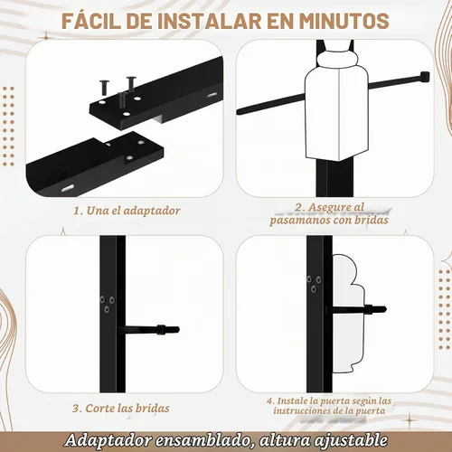 Vista 8 de Chunful Kit adaptador universal para barandilla para puerta de bebé, color Negro