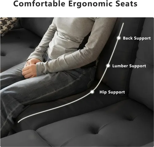 Vista 5 de Wimarsbon Sofá en forma de U de 106 pulgadas con diván doble, moderno juego de sofá modular tapizado de 4 asientos para sala de estar, dormitorio