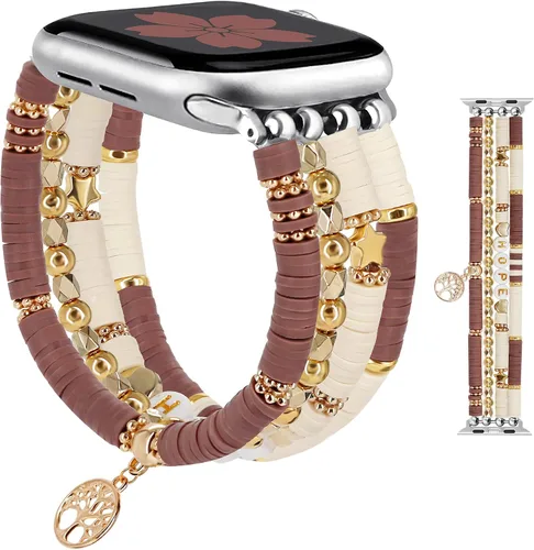 Vista 25 de JR.DM - Pulsera de cuentas compatible con Apple Watch de 40 mm, 38 mm, 41 mm, 42 mm; correa elástica hecha a mano para iWatch Series