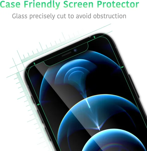 Vista 4 de TalkWorks Protector de pantalla de vidrio templado prémium para iPhone 12/12 Pro, iPhone 13/13 Pro, iPhone 14 – Incluye bandeja de instalación
